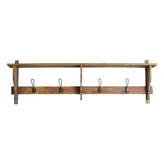 Nordal CARONU shelf 4 hooks reclaimed wood