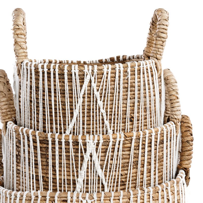 Bazar Bizar De Straight Stitched Macrame Mand - Naturel Wit - L