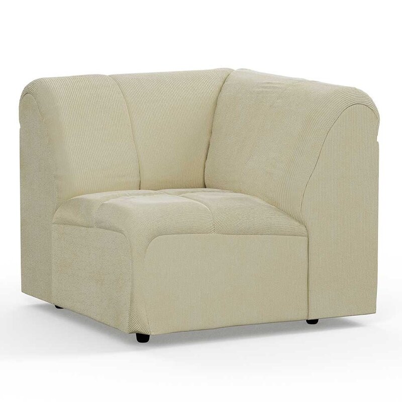 HKLIVING-collectie Wave bank: element hoek corduroy rib hay