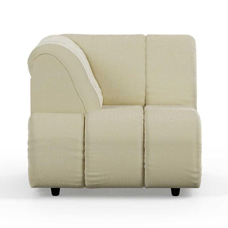HKLIVING-collectie Wave bank: element links hoge arm corduroy rib hay