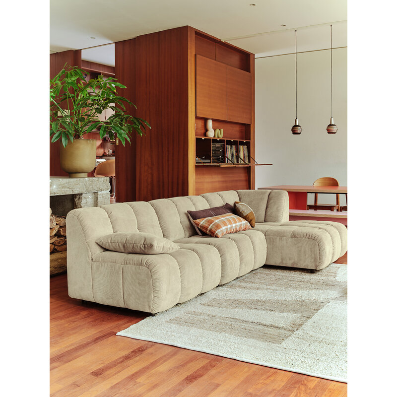 HKLIVING-collectie Wave bank: element links lage arm corduroy rib hay