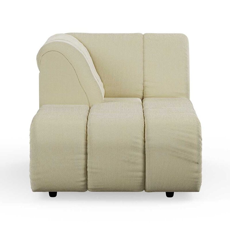 HKLIVING-collectie Wave couch: element left divan corduroy rib hay