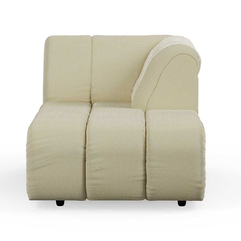 HKLIVING-collectie Wave couch: element right divan corduroy rib hay