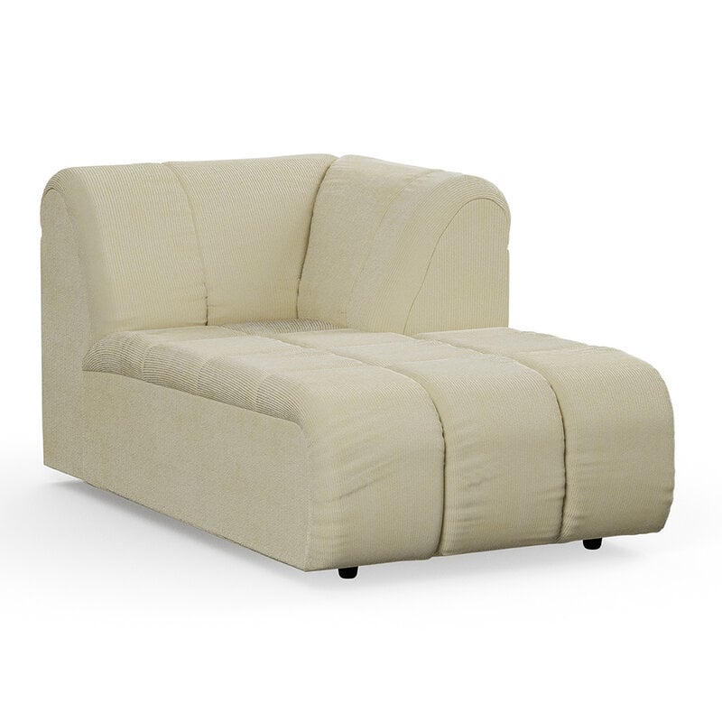HKLIVING-collectie Wave bank: element rechts divan corduroy rib hay