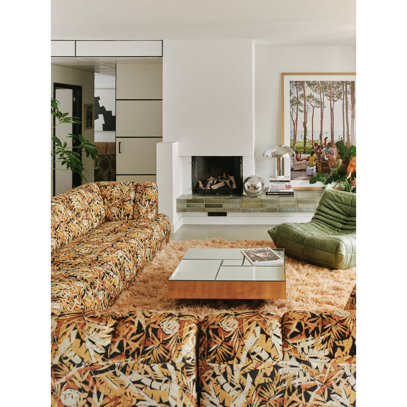 HKLIVING-collectie Wave bank: element rechts lage arm printed hollywood