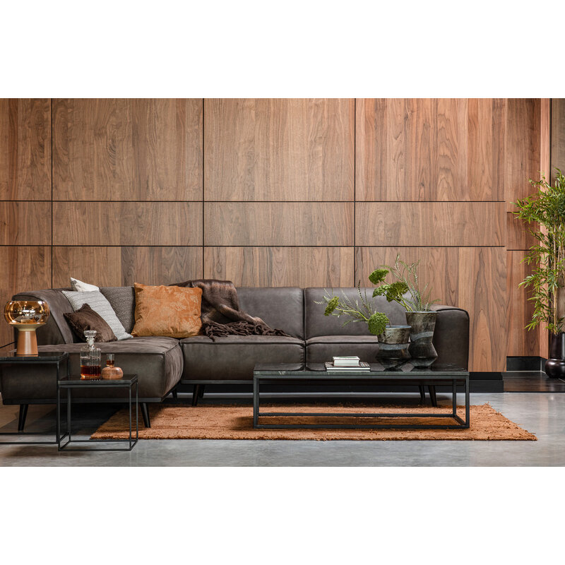WOOOD-collectie Statement Hoekbank Links Lederlook Grijs