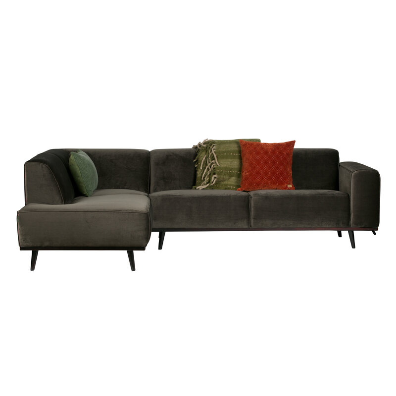 WOOOD-collectie Statement Hoekbank Links Fluweel Warm Groen