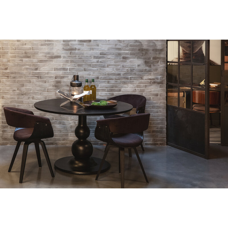 WOOOD-collectie Blanco Eettafel Ø120cm Mango Diep Zwart