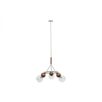 BePureHome Babble Hanglamp 3 Bollen Glas Walnoot