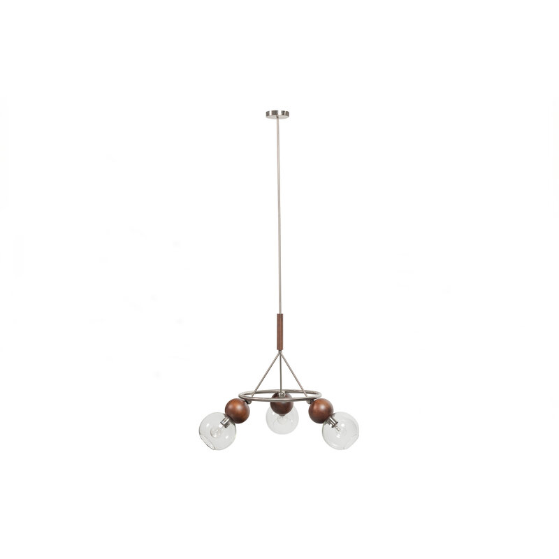 BePureHome-collectie Babble Hanging Lamp 3 Bulbs Glass Walnut