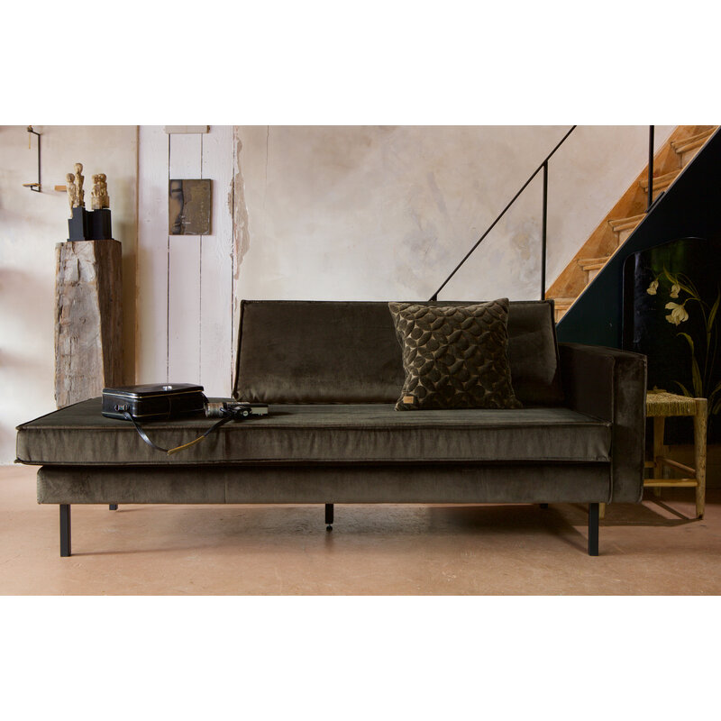 WOOOD-collectie Rodeo Daybed Right Velvet Dark Green Hunter