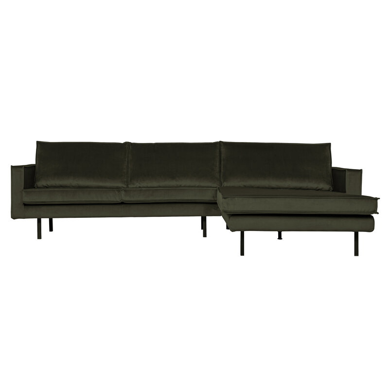 WOOOD-collectie Rodeo Chaise Longue Right Velvet Dark Green Hunter