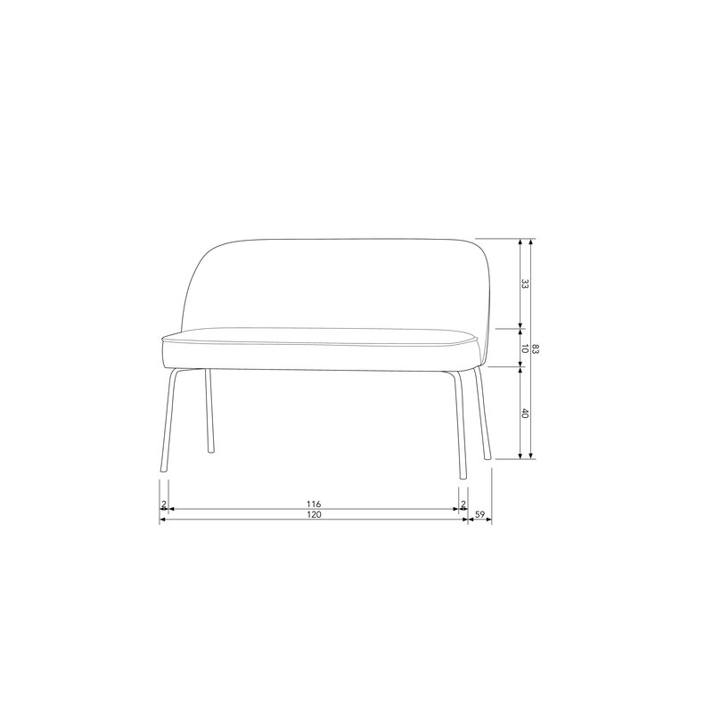 WOOOD-collectie Vogue Eetbank Fluweel Zwart