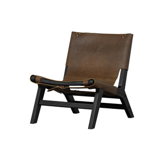 BePureHome Consume Armchair Wood/ Real Leather Black/brown