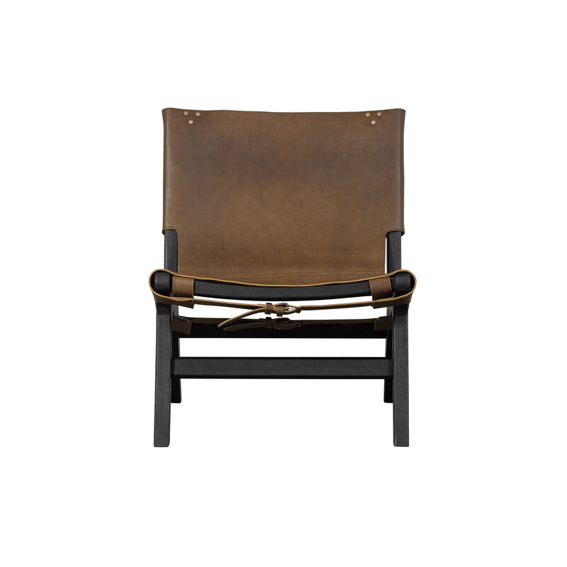 BePureHome-collectie Consume Armchair Wood/ Real Leather Black/brown