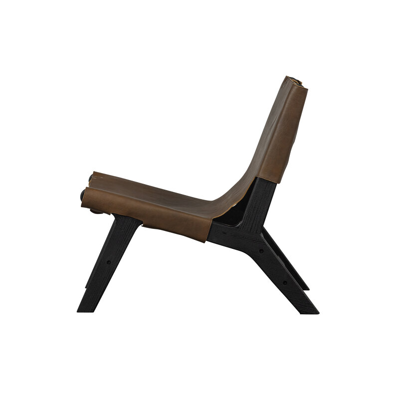 BePureHome-collectie Consume Armchair Wood/ Real Leather Black/brown