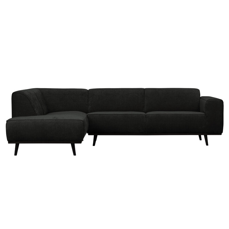 WOOOD-collectie Statement Hoekbank Links Platte Brede Rib Graphite