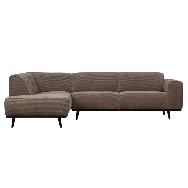 WOOOD-collectie Statement Hoekbank Links Platte Brede Rib Taupe