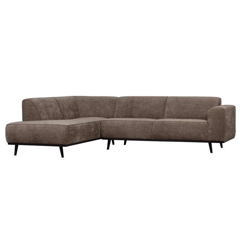 WOOOD-collectie Statement Hoekbank Links Platte Brede Rib Taupe