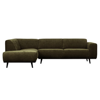 WOOOD Statement Hoekbank Links Platte Brede Rib Warm Groen