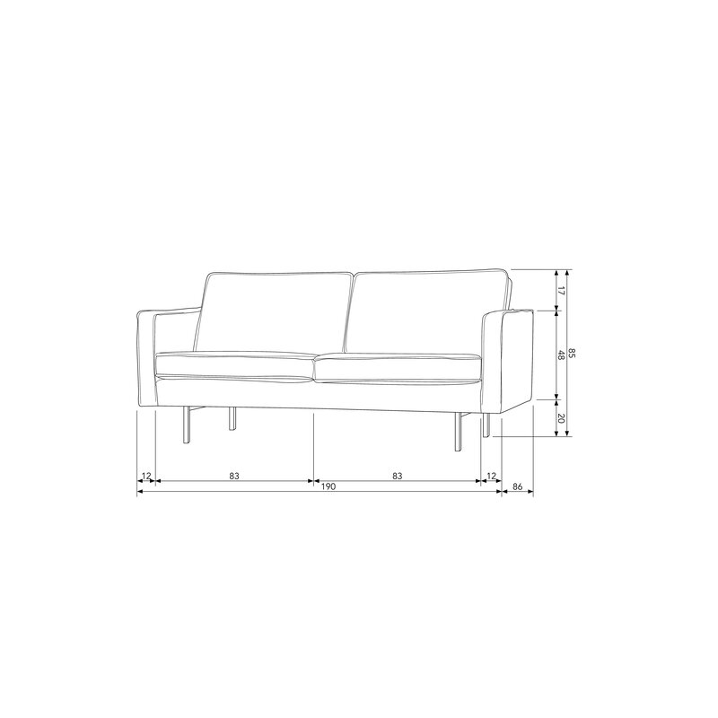 WOOOD-collectie Rodeo Sofa 2,5-seater Black