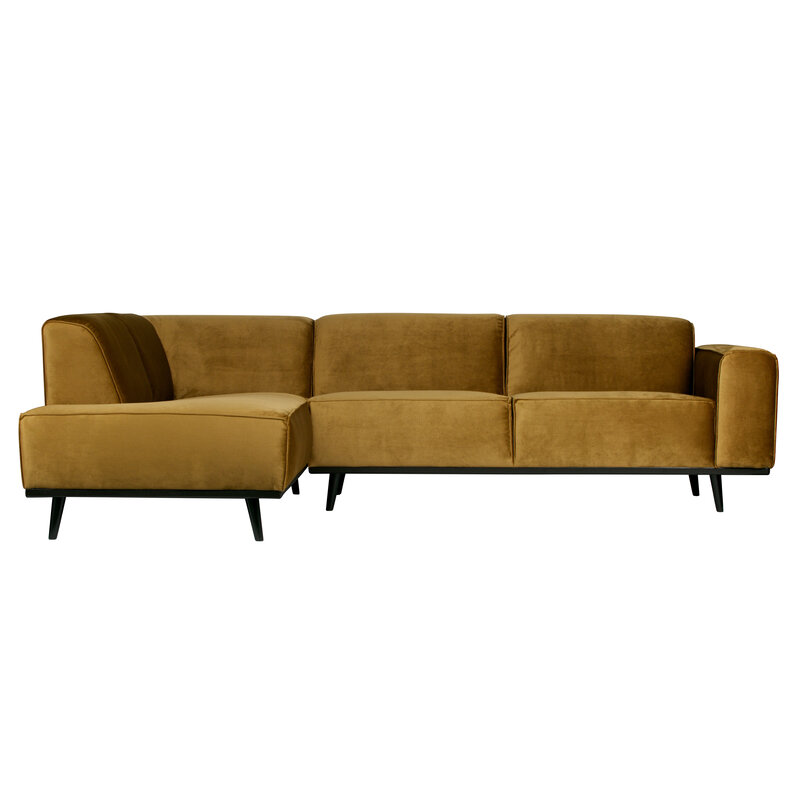 WOOOD-collectie Statement Hoekbank Links Fluweel Honing Geel