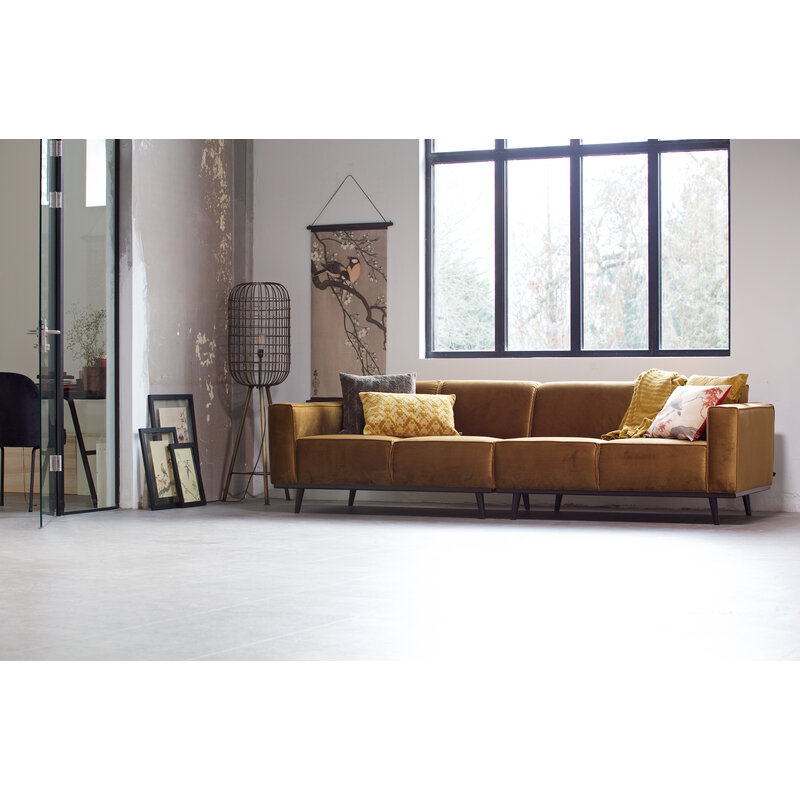 WOOOD-collectie Statement 4-zits Bank 280 Cm Fluweel Honing Geel
