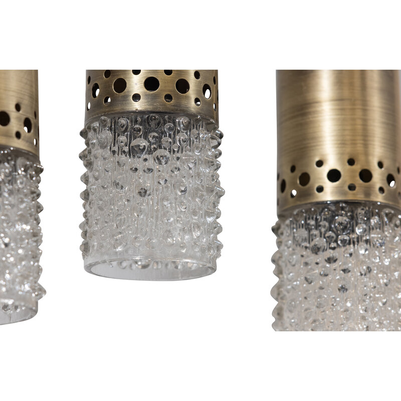 WOOOD-collectie Sprinkle Hanglamp 5 Lampen Glas Antique Brass