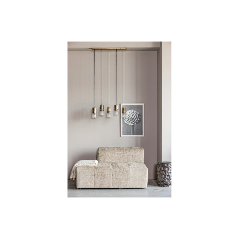 WOOOD-collectie Sprinkle Hanglamp 5 Lampen Glas Antique Brass