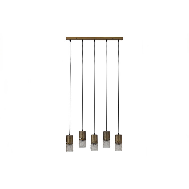 WOOOD-collectie Sprinkle Hanglamp 5 Lampen Glas Antique Brass