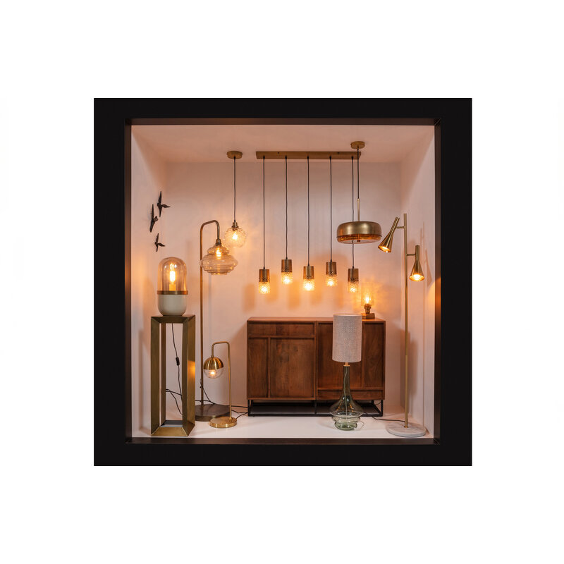 WOOOD-collectie Sprinkle Hanglamp 5 Lampen Glas Antique Brass