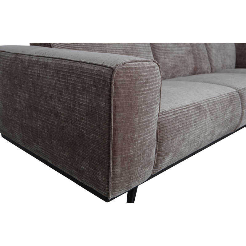 WOOOD-collectie Statement Hoekbank Links Platte Brede Rib Taupe