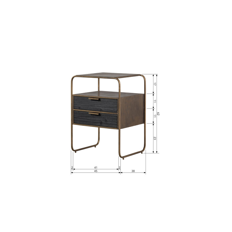 BePureHome-collectie Polite Nightstand Metal/wood Antique Brass