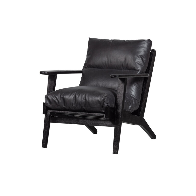 WOOOD-collectie Houston Fauteuil Echt Leer Zwart
