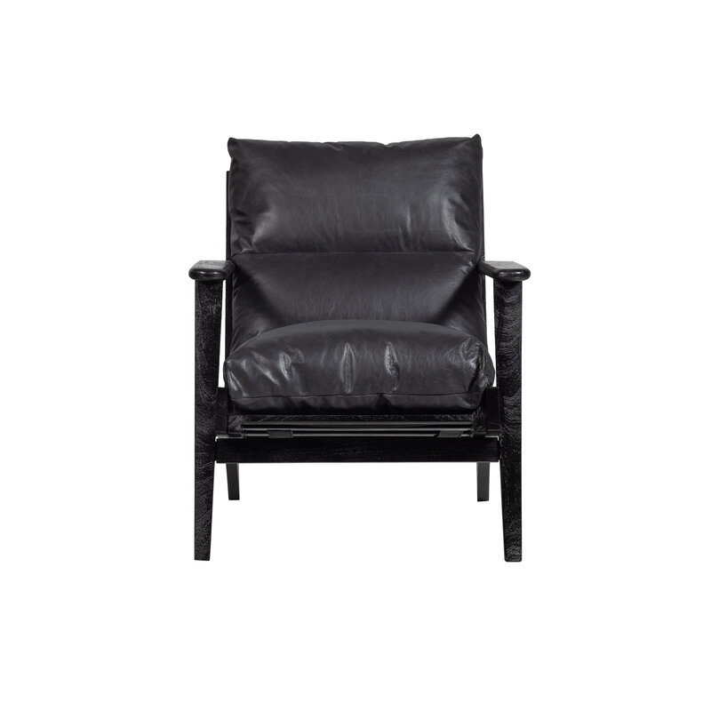 WOOOD-collectie Houston Fauteuil Echt Leer Zwart
