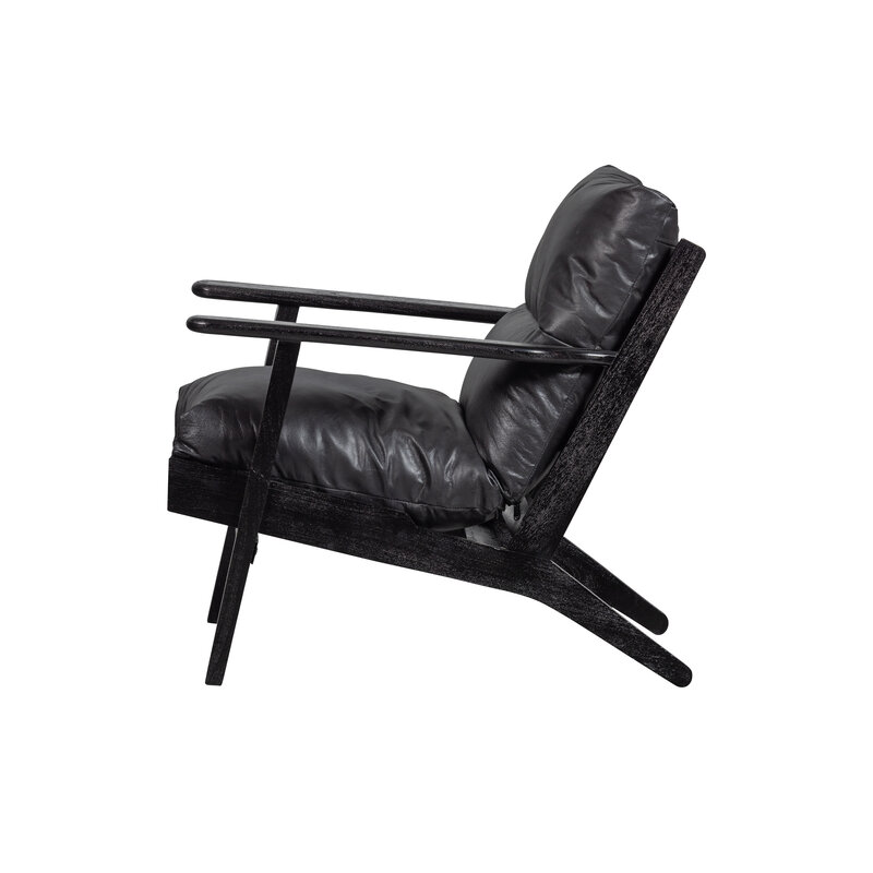 WOOOD-collectie Houston Fauteuil Echt Leer Zwart