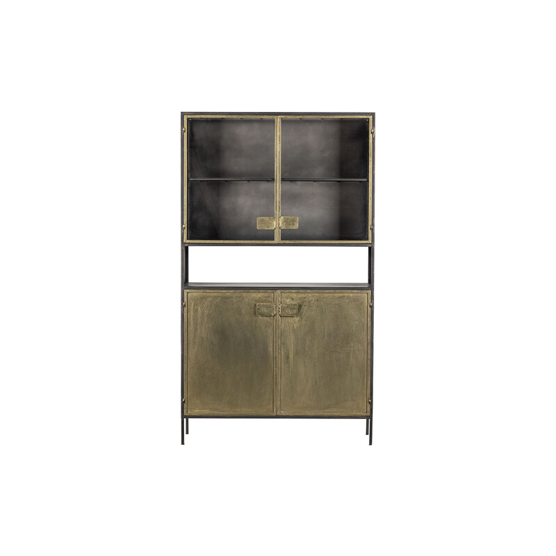BePureHome-collectie Pack Glass-door Cabinet Metal Antique Brass / Black