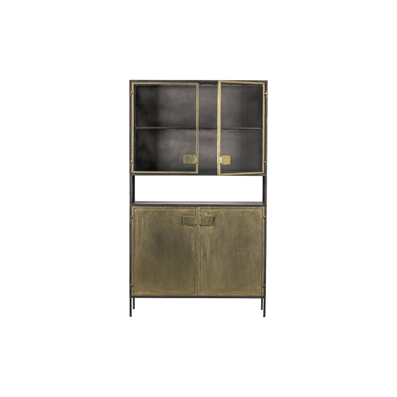 BePureHome-collectie Pack Glass-door Cabinet Metal Antique Brass / Black