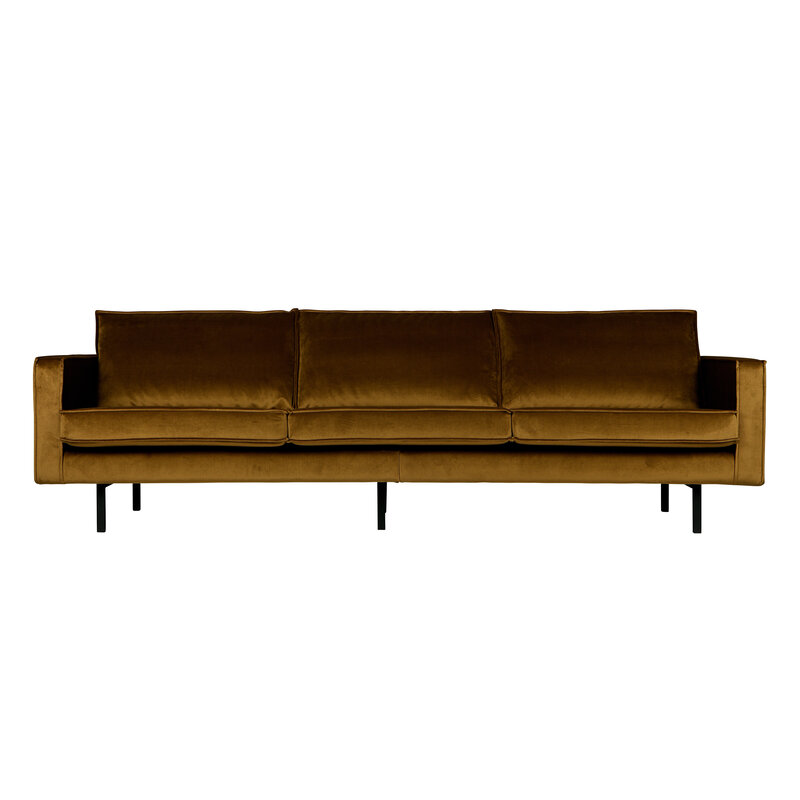 WOOOD-collectie Rodeo Bank 3-zits Velvet Honing Geel