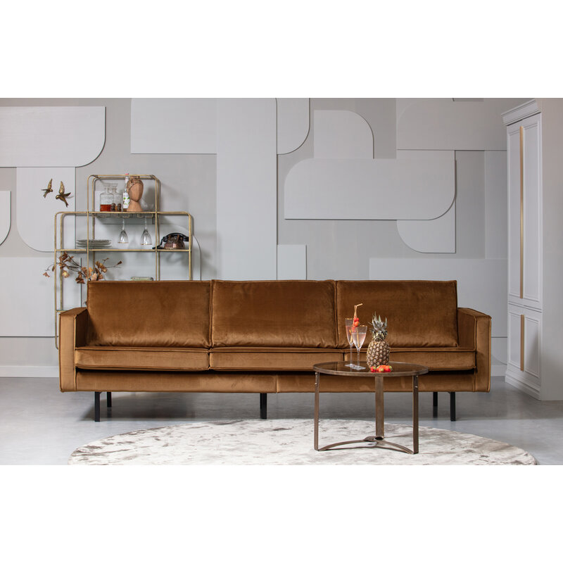 WOOOD-collectie Rodeo Bank 3-zits Velvet Honing Geel