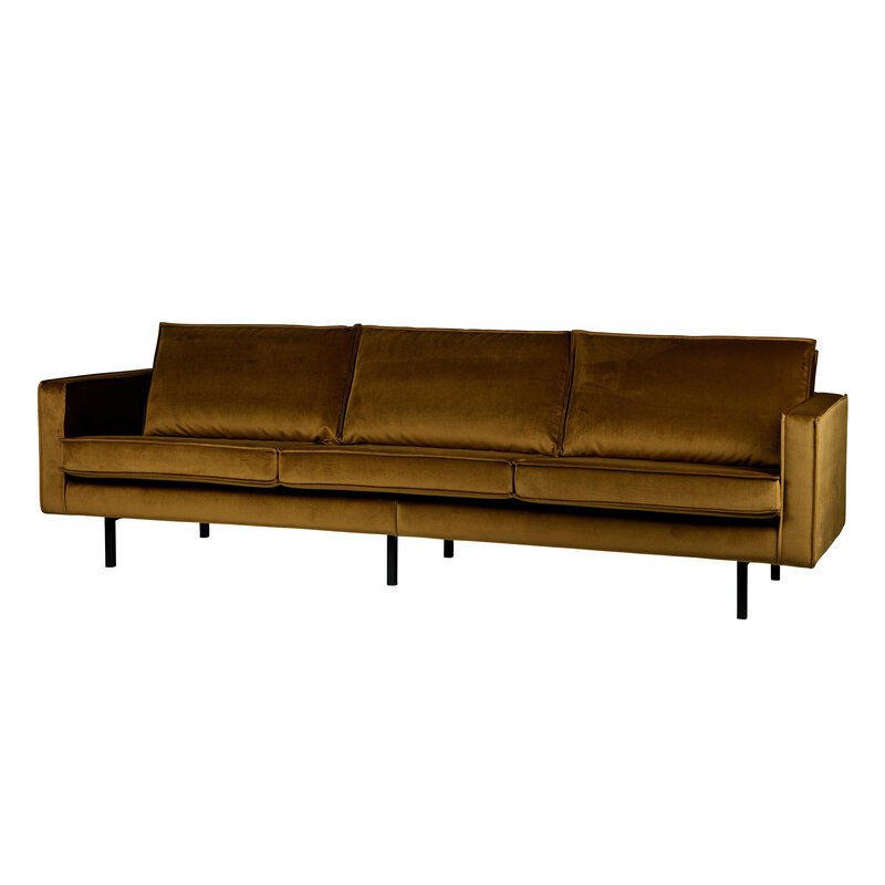 WOOOD-collectie Rodeo Bank 3-zits Velvet Honing Geel