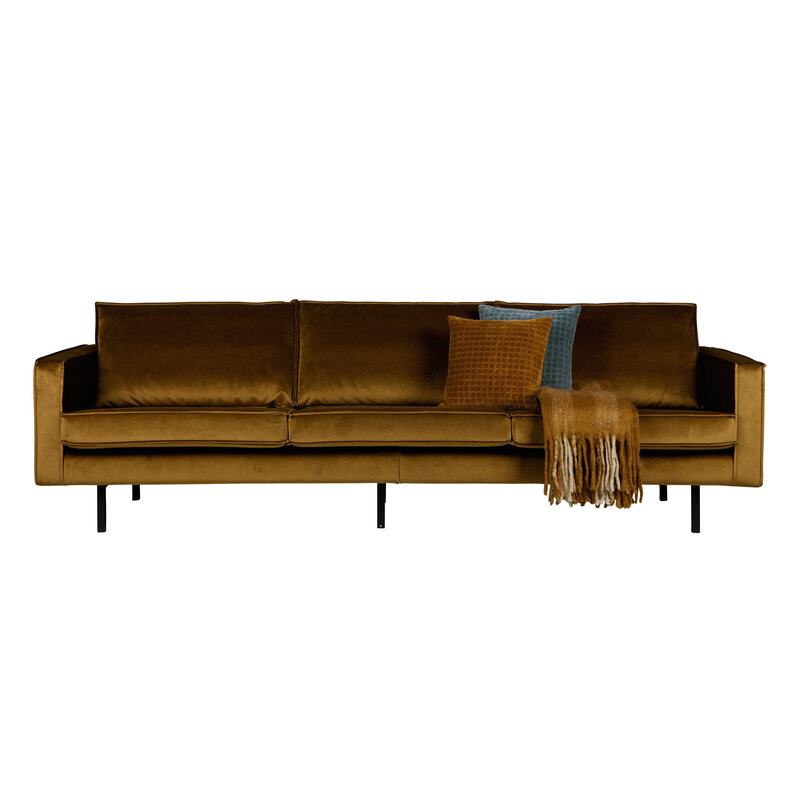 WOOOD-collectie Rodeo Bank 3-zits Velvet Honing Geel