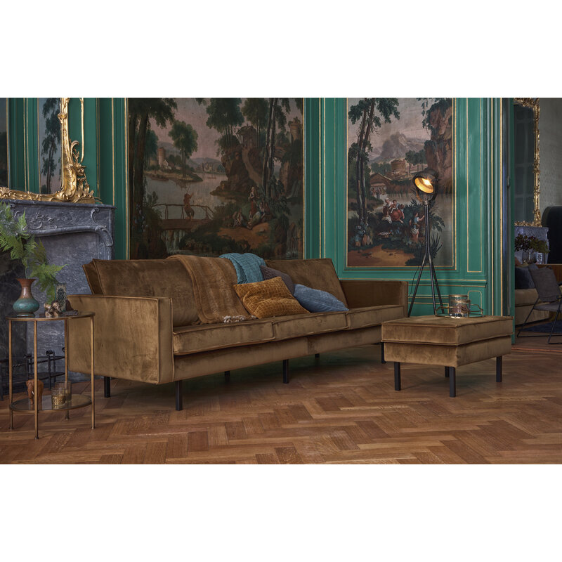 WOOOD-collectie Rodeo Bank 3-zits Velvet Honing Geel