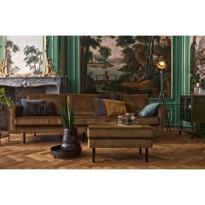 WOOOD-collectie Rodeo Bank 3-zits Velvet Honing Geel