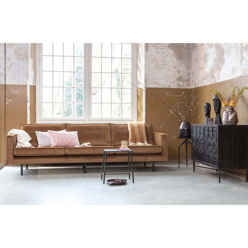 WOOOD-collectie Rodeo Bank 3-zits Velvet Honing Geel