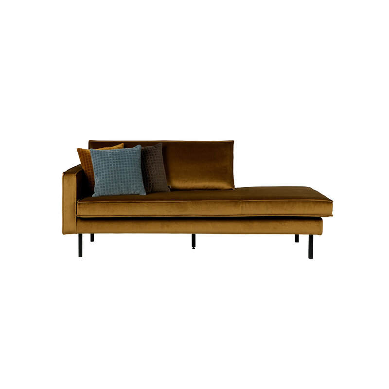 WOOOD-collectie Rodeo Daybed Left Velvet Honing Geel