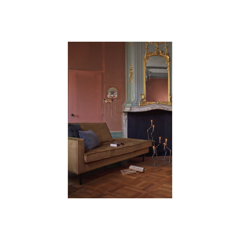 WOOOD-collectie Rodeo Daybed Left Velvet Honing Geel
