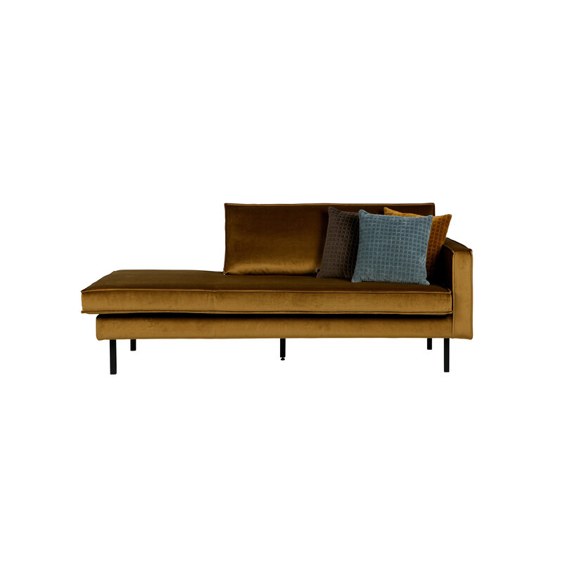 WOOOD-collectie Rodeo Daybed Right Velvet Honing Geel