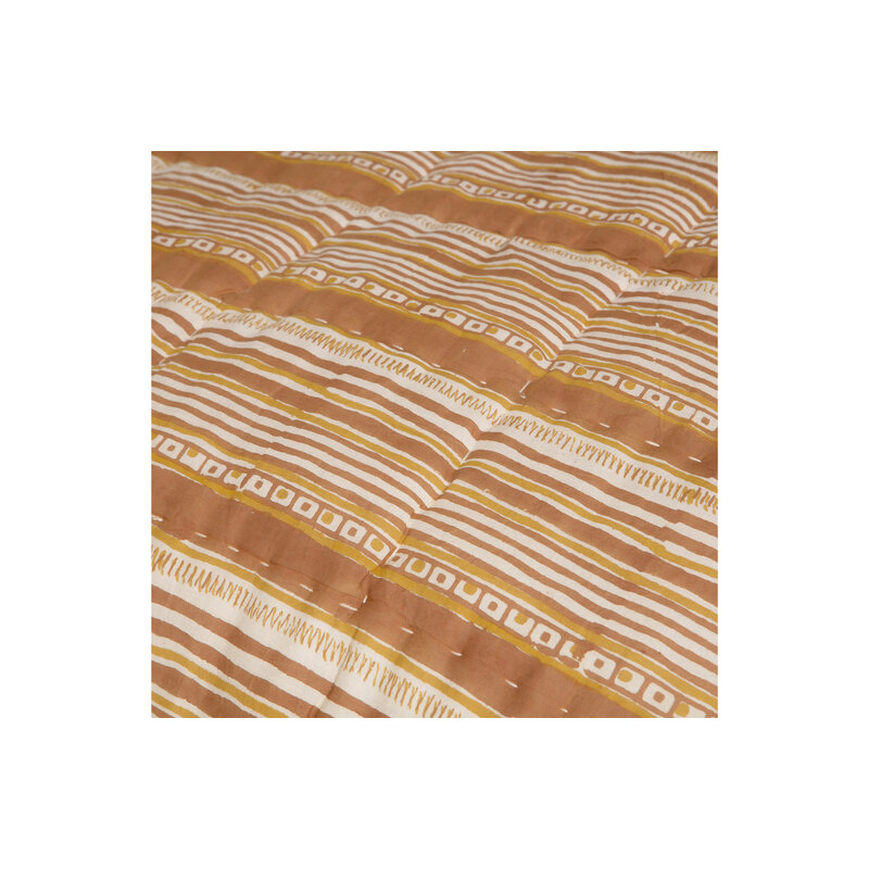 BePureHome-collectie Banding Quilt/plaid Met Print Hand Gequilt Bruin 220x265cm