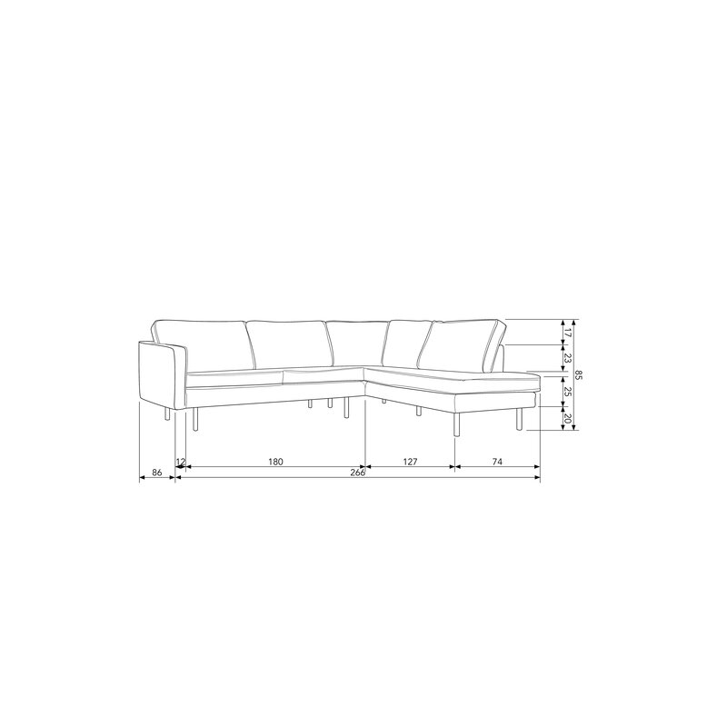 WOOOD-collectie Rodeo Corner Sofa Right Velvet Teal